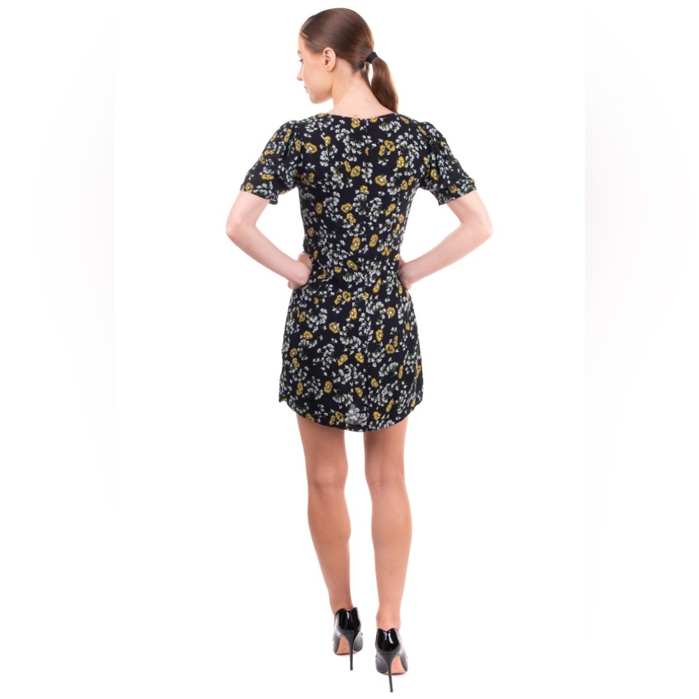 FREE PEOPLE Dress Playsuit Size 6 / S Floral Bow Cut Out Short Sleeve V-Neck - Picture 4 of 10